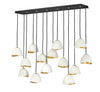 Hinkley Nula 12 Light Shell White with Gold Leaf Linear Chandelier Lighting Affairs