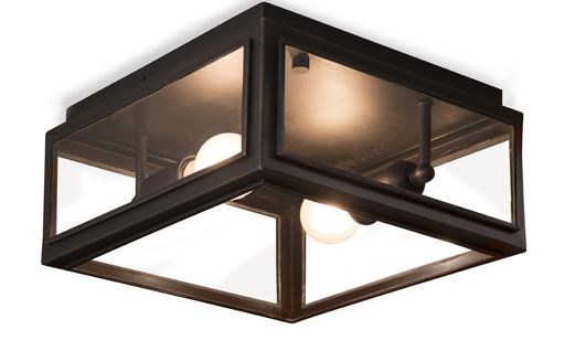 Lille Old Bronze with Clear Tempered Glass Exterior Ceiling Light