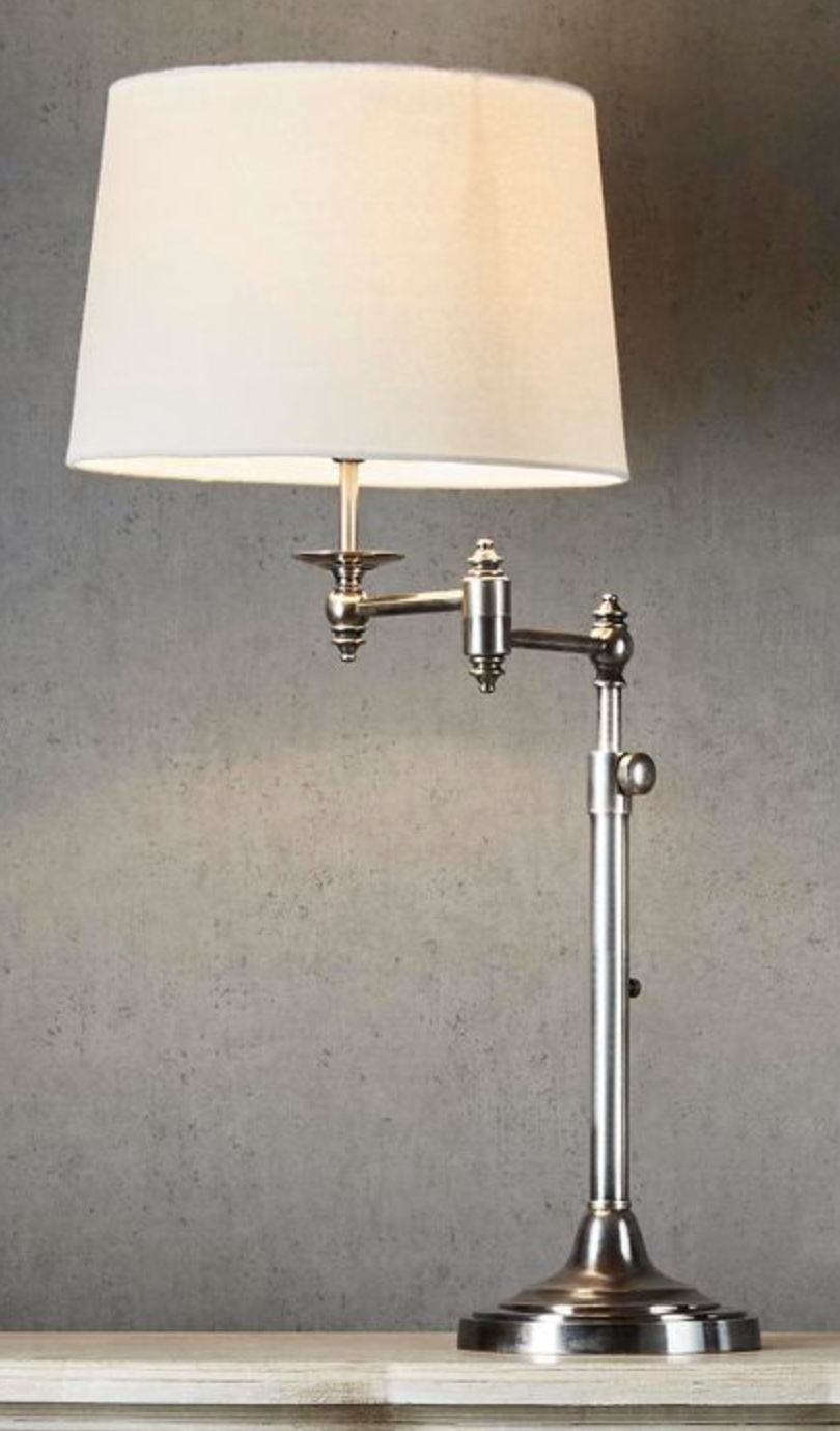 Davidson Swing Arm Antique Silver Table Lamp