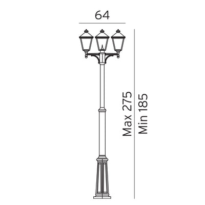 London Three Light Lamp Post