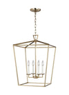 Dianna 4L  pendant by Visual Comfort Generation Satin Brass Finish