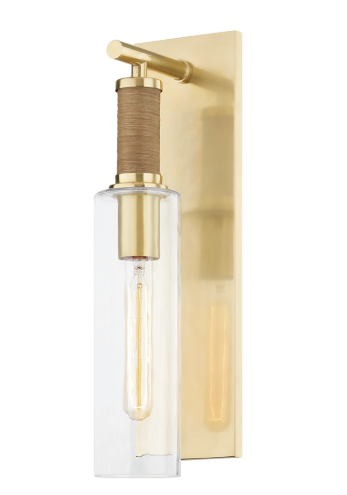 Wall-mounted light fixture with gold finish and clear glass 