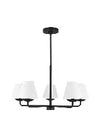 Albion 5L chandelier Midnight Black finish/ White Linen shades