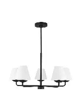 Albion 5L chandelier Midnight Black finish/ White Linen shades