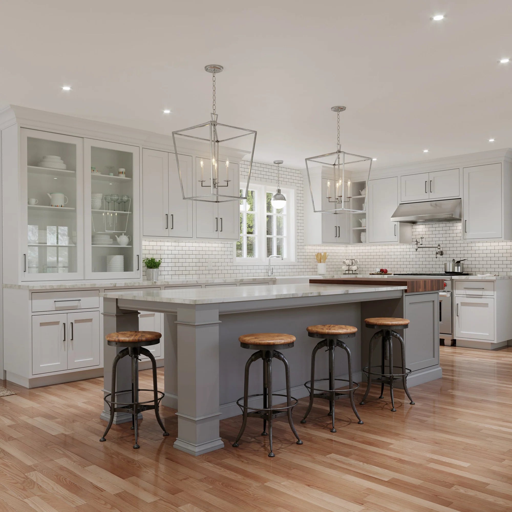 Dianna 4L  pendant by Visual Comfort Generation Satin Brass Finish