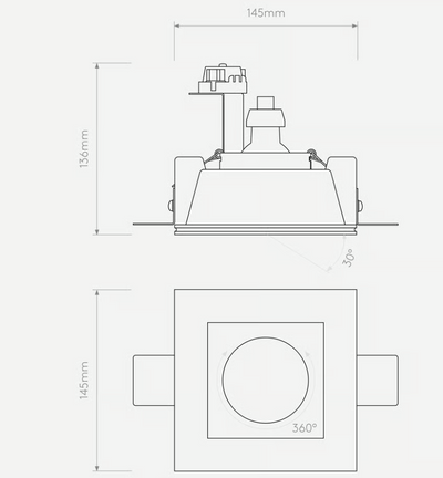 Blanco Square Adjustable Interior Downlight