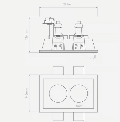Blanco Twin Adjustable Interior Downlight