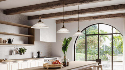 Tabia 25 Brass and White Blown Glass Shade Pendant