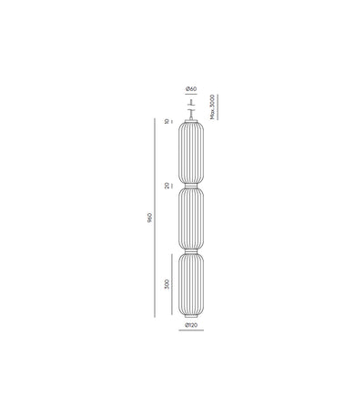 Elma 3lt Pendant Light by Aromas Del Campo Black