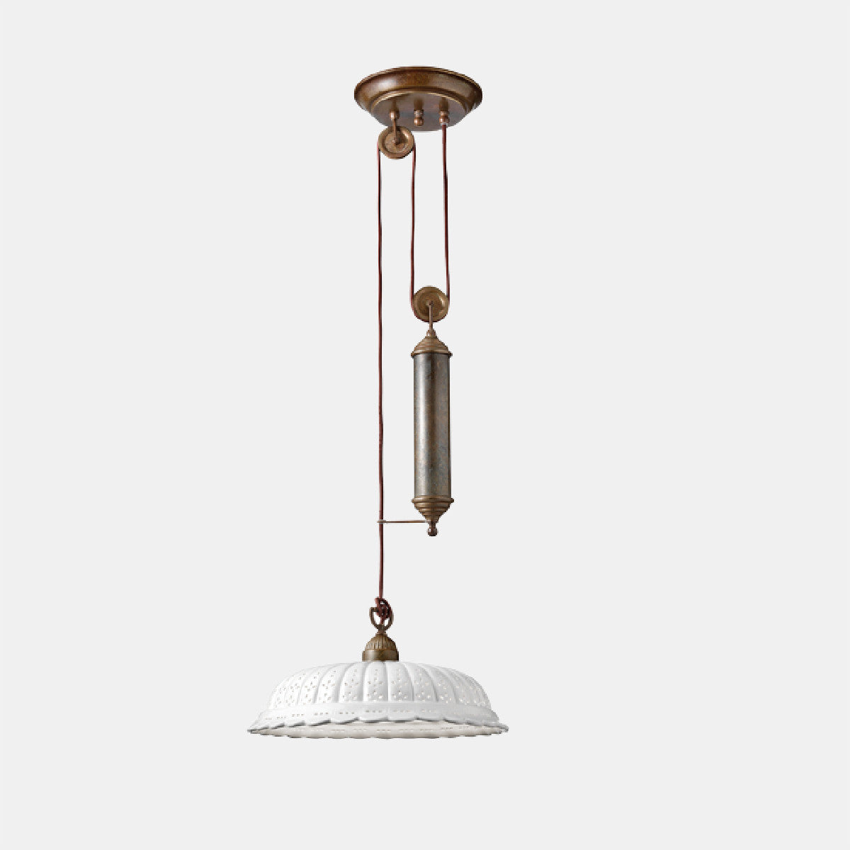 Anita Rise & Fall Brass and Ceramic Shade Pendant