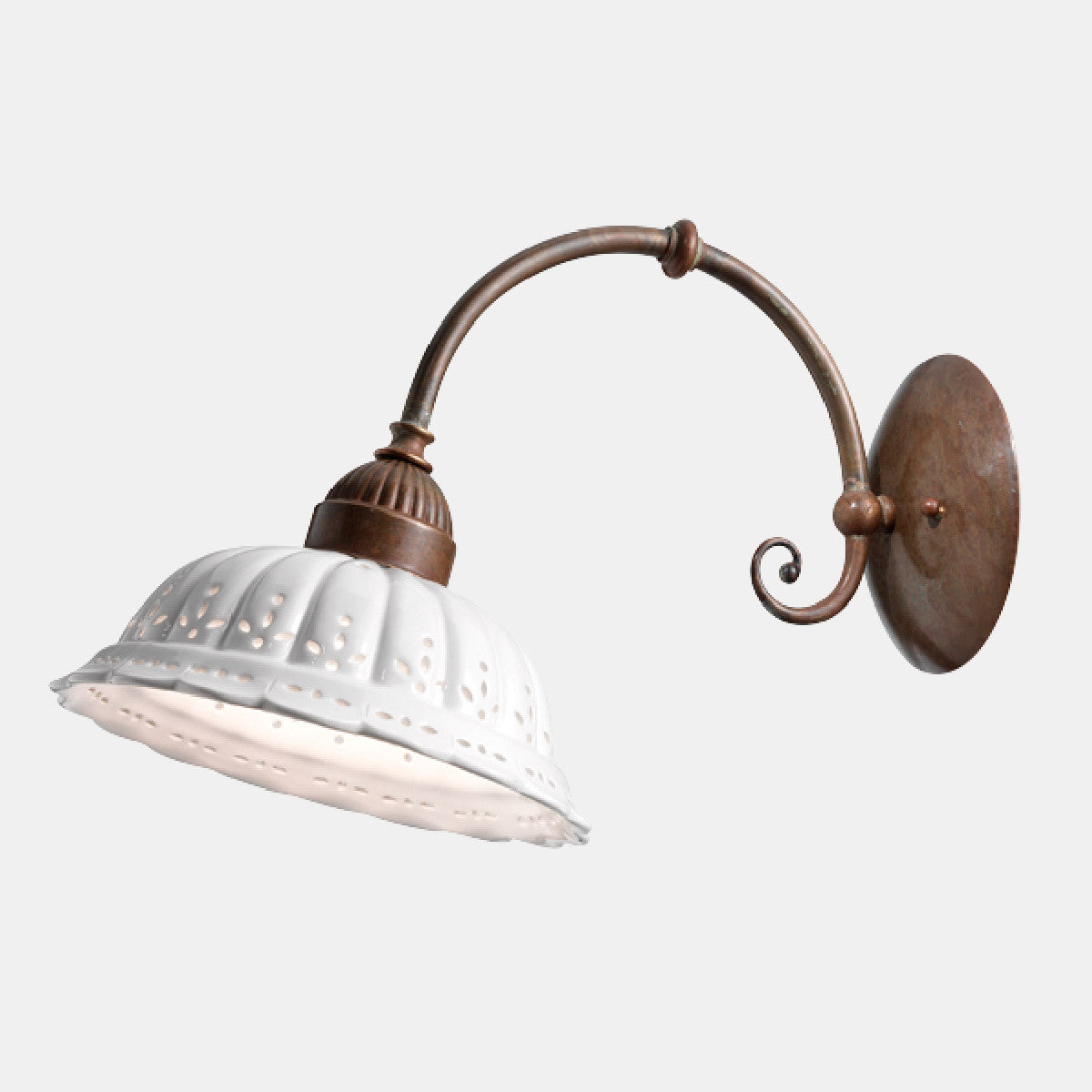 Anita Curl Brass and Ceramic Shade Wall Light