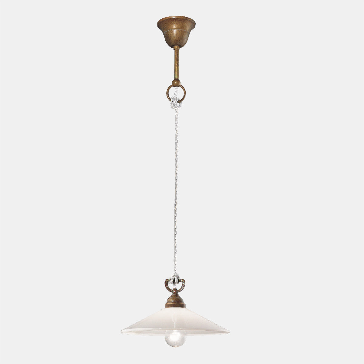 Tabia 25 Brass and White Blown Glass Shade Pendant