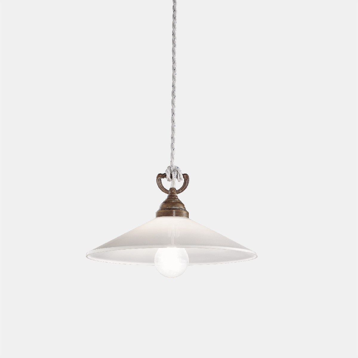 Tabia 30 Brass and White Blown Glass Shade Pendant