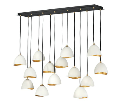 Hinkley Nula 12 Light Shell White with Gold Leaf Linear Chandelier Lighting Affairs