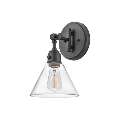 Hinkley Arti 1 Light Small Black and Glass Wall Light Lighting Affairs