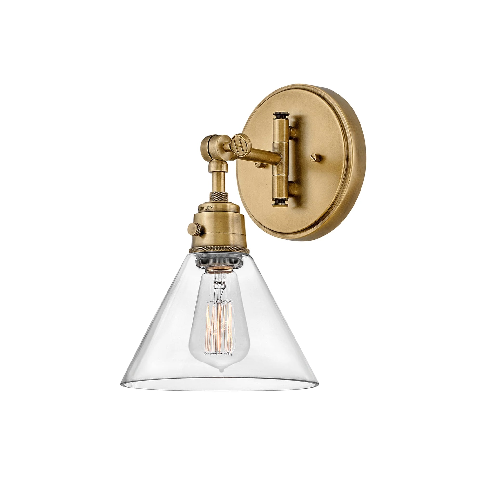 Hinkley Arti 1 Light Small Heritage Brass and Glass Wall Light Lighting Affairs