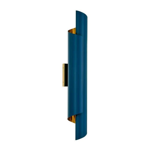 Kalco Piaga 2 Light Matte Blue and Polished Brass Wall Sconce Lighting Affairs