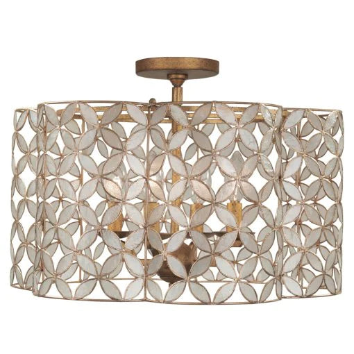 Kalco Maurelle 4 Light Oxidized Gold Leaf Semi Flush Mount Lighting Affairs