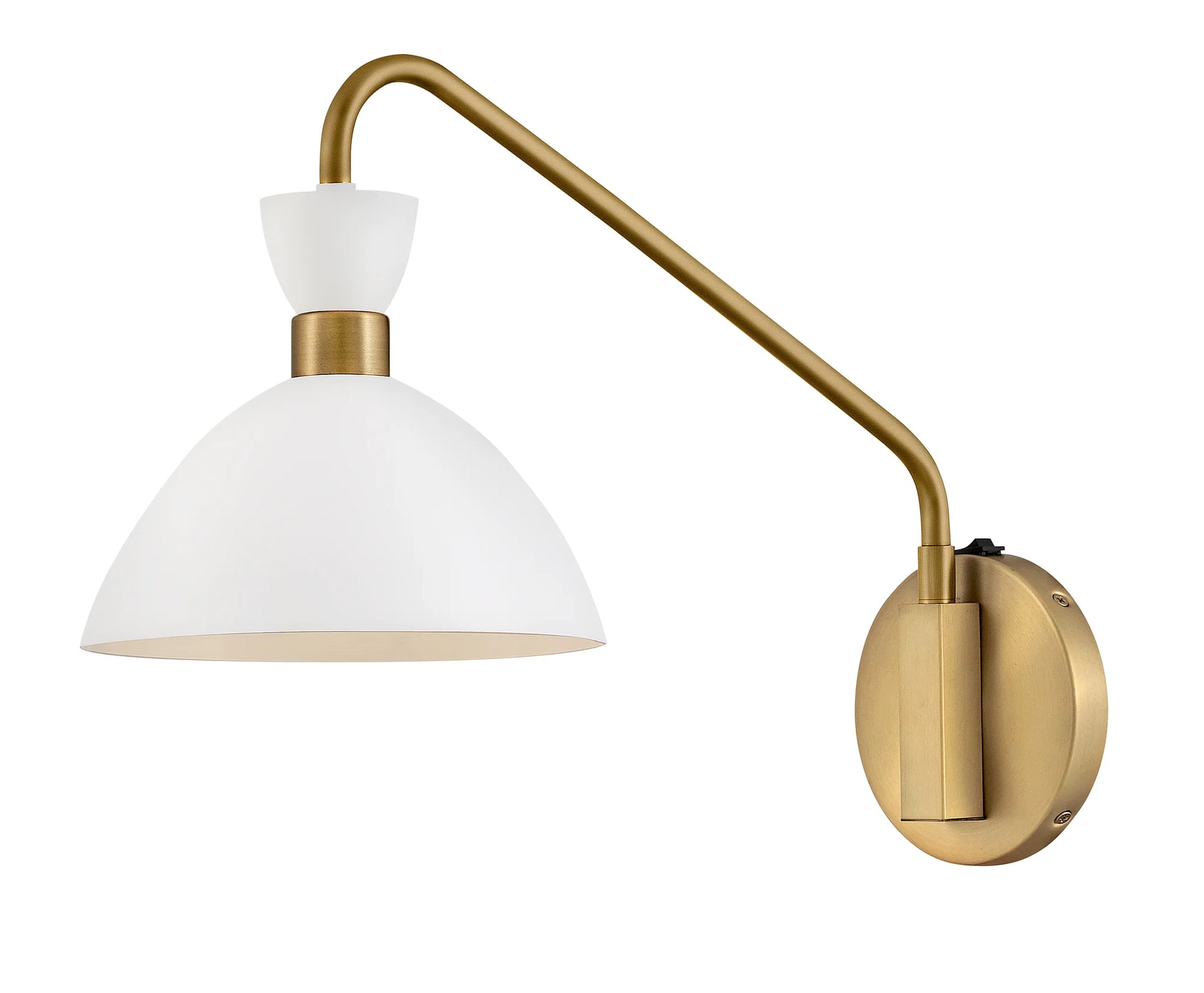 Hinkley Lark Simon 1 Light Matte White with Heritage Brass Wall Sconce Lighting Affairs