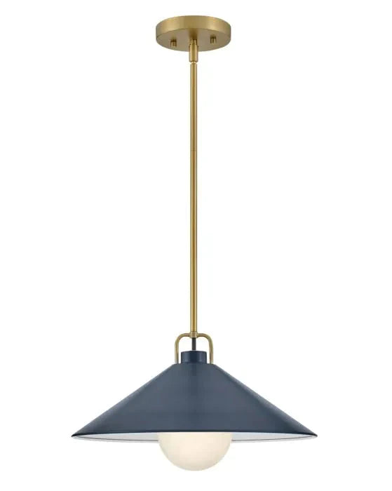 Hinkley Lark Milo 1 Light Lacquered Brass with Matte Navy Medium Pendant Lighting Affairs