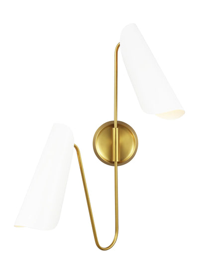 AERIN Tresa 2 Light Burnished Brass and Matte White Wall Sconce