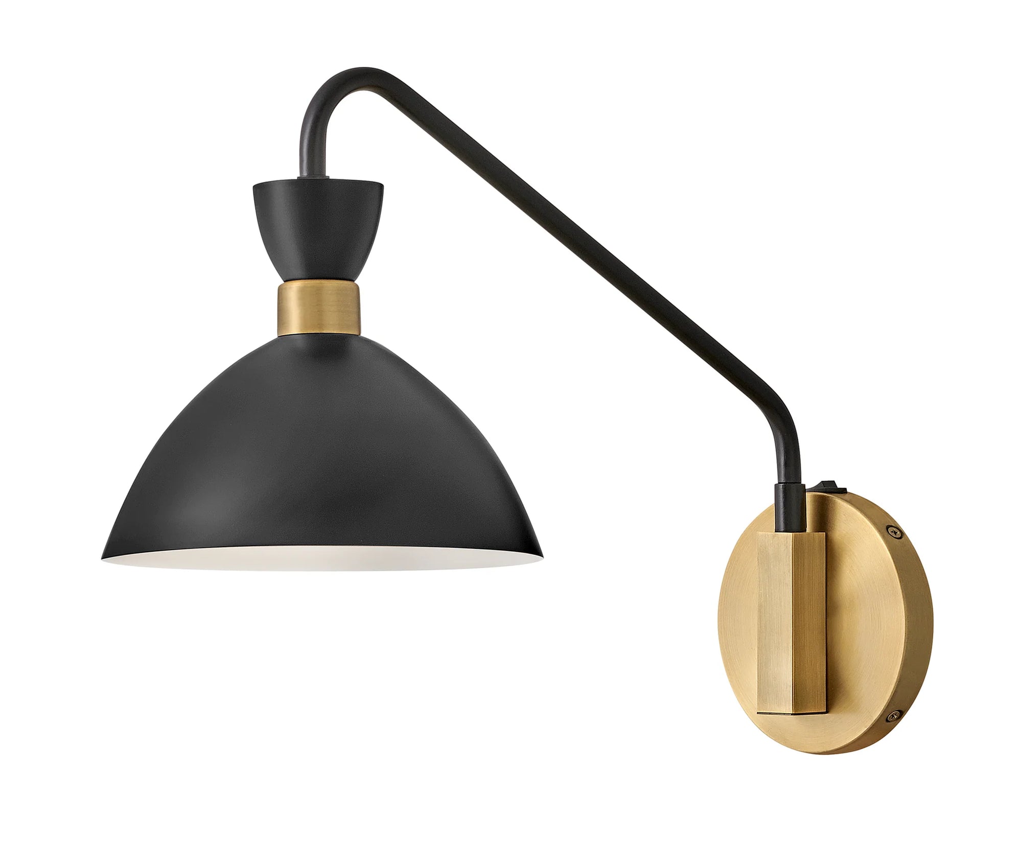 Hinkley Lark Simon 1 Light Black with Heritage Brass Wall Sconce Lighting Affairs