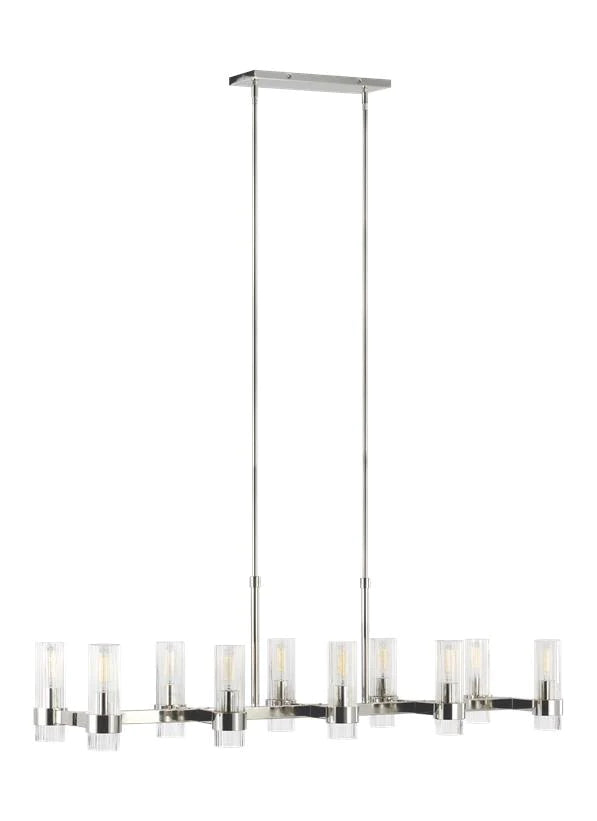 Chapman & Myers Geneva 10 Light Linear Polished Nickel Chandelier Lighting Affairs