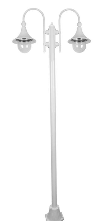 Monaco White Twin Head Plain Post - Powder Coated Finish