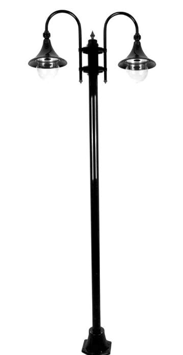 Monaco Black Twin Head Plain Post - Powder Coated Finish