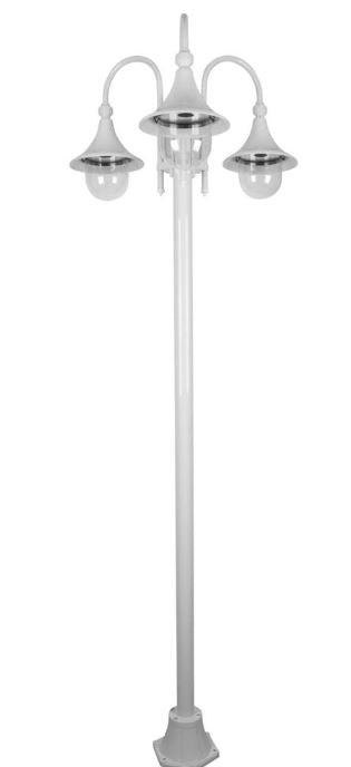 Monaco White Triple Head Tall Plain Post - Powder Coated Finish