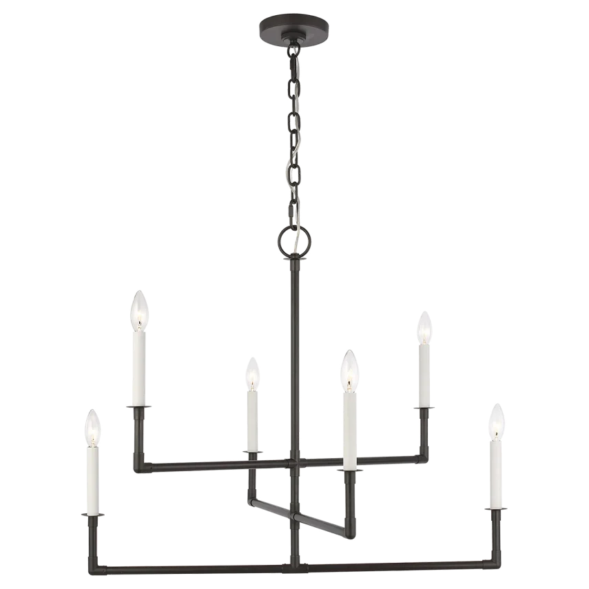 Chapman & Myers Bayview 6 Light Aged Iron Medium Chandelier Lighting Affairs