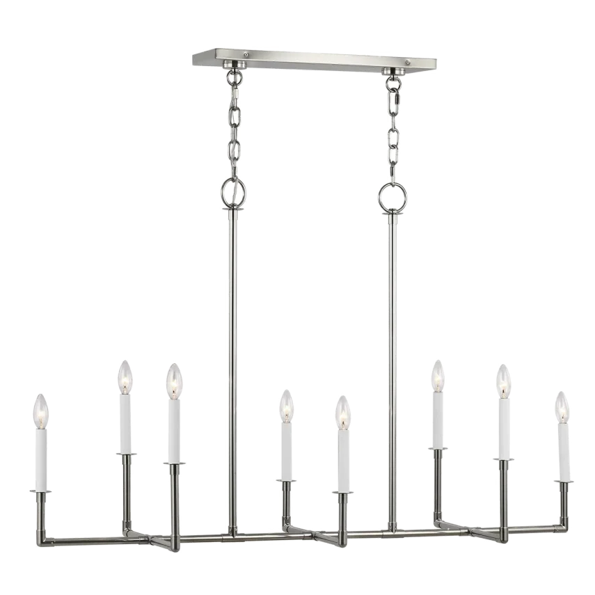 Chapman & Myers Bayview 8 Light Polished Nickel Linear Chandelier Lighting Affairs