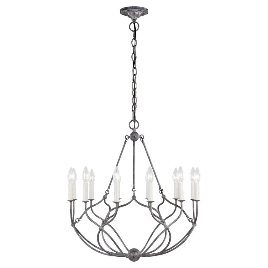 Chapman & Myers Richmond 12 Light Weathered Galvanized Small Chandelier Lighting Affairs