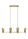 Christiane Lemieux Plivot 4 Light Burnished Brass Linear Chandelier Lighting Affairs