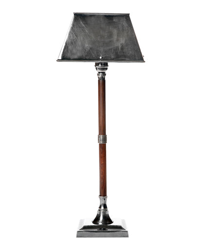 College Table Lamp with Shade in Silver and Timber