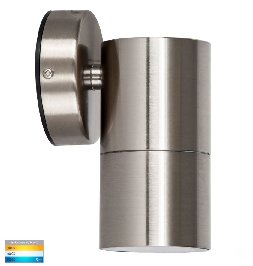 Fortis Stainless Steel TRI Colour Fixed Down LED Wall Light