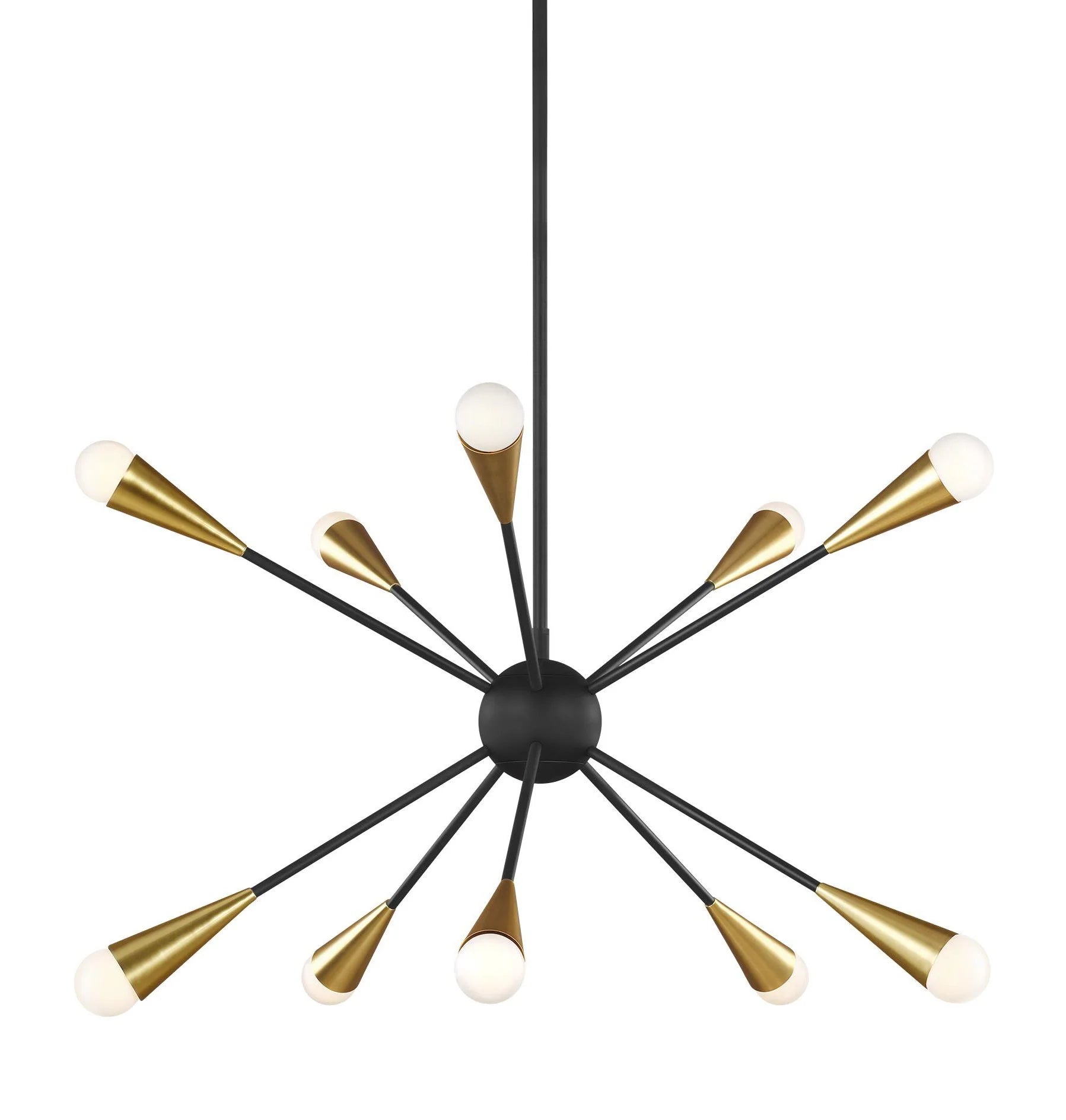 Ellen Degeneres Jax 10 Light Black and Burnished Brass Pendant Lighting Affairs