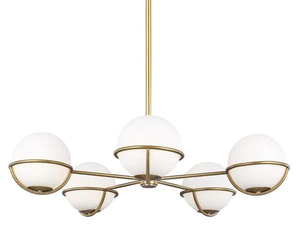 Ellen Degeneres Apollo 5 Light Burnished Brass Chandelier