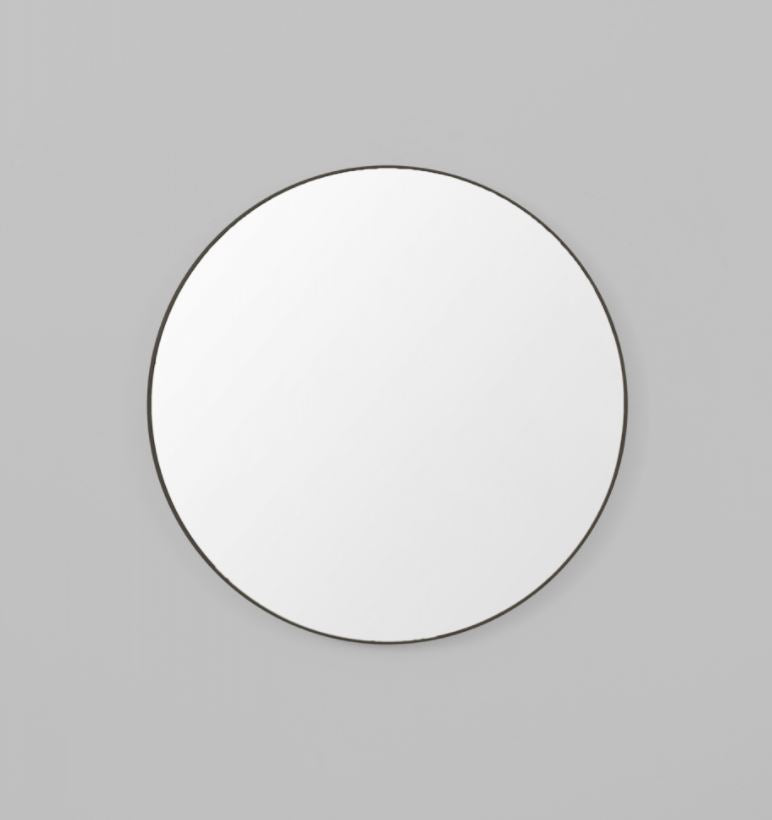 Flynn Black Round Mirror
