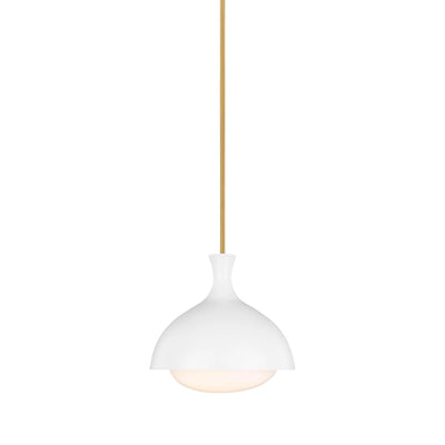 AERIN Lucerne 1 Light Burnished Brass & Matte White Pendant