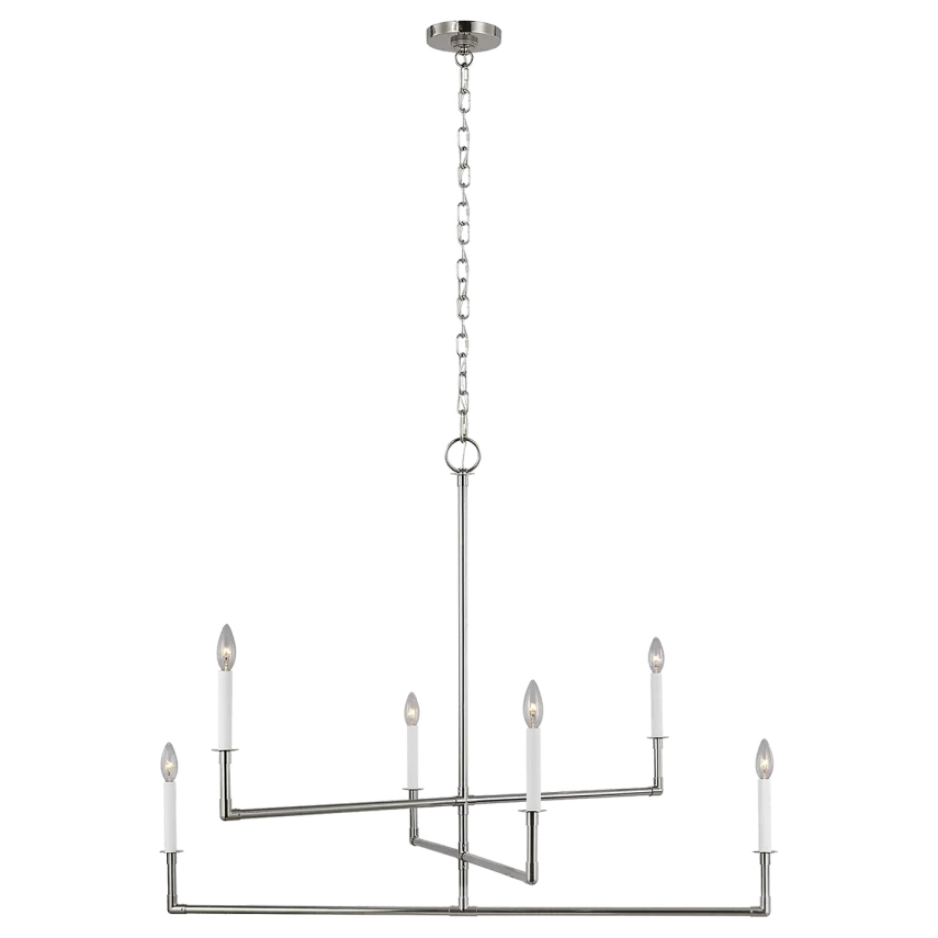 Chapman & Myers Bayview 6 Light Polished Nickel Large Chandelier Lighting Affairs