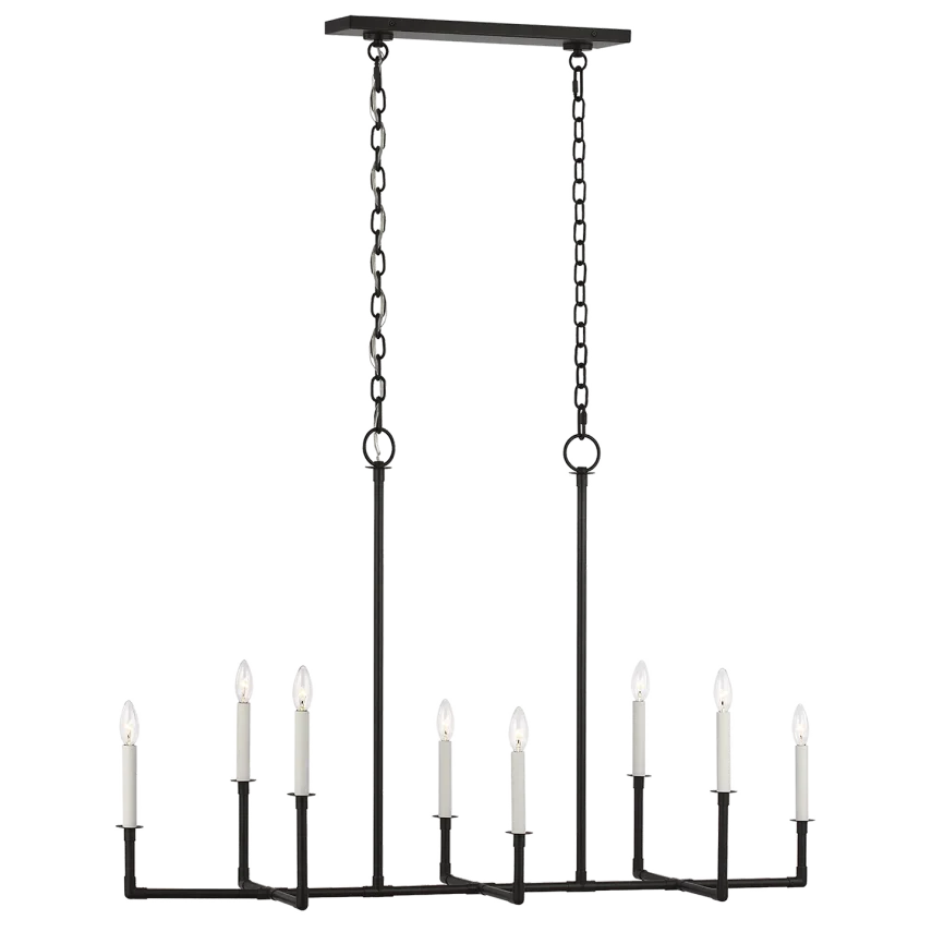 Chapman & Myers Bayview 8 Light Aged Iron Linear Chandelier Lighting Affairs