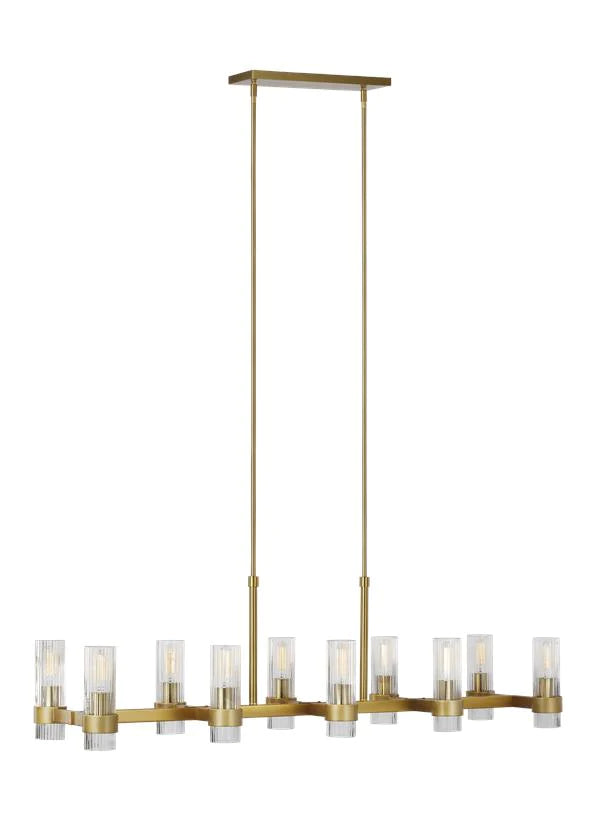 Chapman & Myers Geneva 10 Light Linear Burnished Brass Chandelier Lighting Affairs