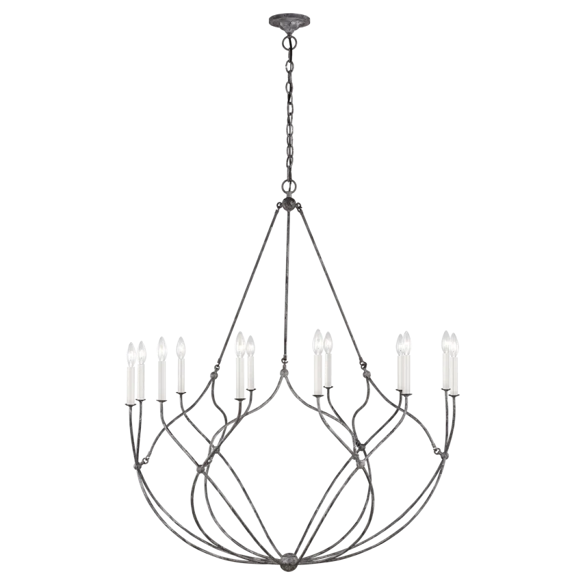 Chapman & Myers Richmond 12 Light Weathered Galvanized Large Chandelier Lighting Affairs Pendant