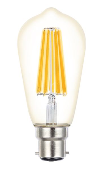 Filament 8W BC/B22 ST64 LED Dimmable Full Glass Lamp