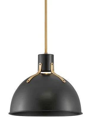 Hinkley Argo 1 Light Satin Black with Lacquered Brass Accents Pendant Lighting Affairs