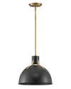 Hinkley Argo 1 Light Satin Black with Lacquered Brass Accents Pendant Lighting Affairs