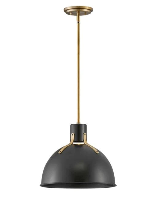 Hinkley Argo 1 Light Satin Black with Lacquered Brass Accents Pendant Lighting Affairs