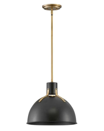 Hinkley Argo 1 Light Satin Black with Lacquered Brass Accents Pendant Lighting Affairs