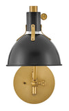 Hinkley Argo 1 Light Satin Black with Lacquered Brass Accents Wall Bracket Lighting Affairs